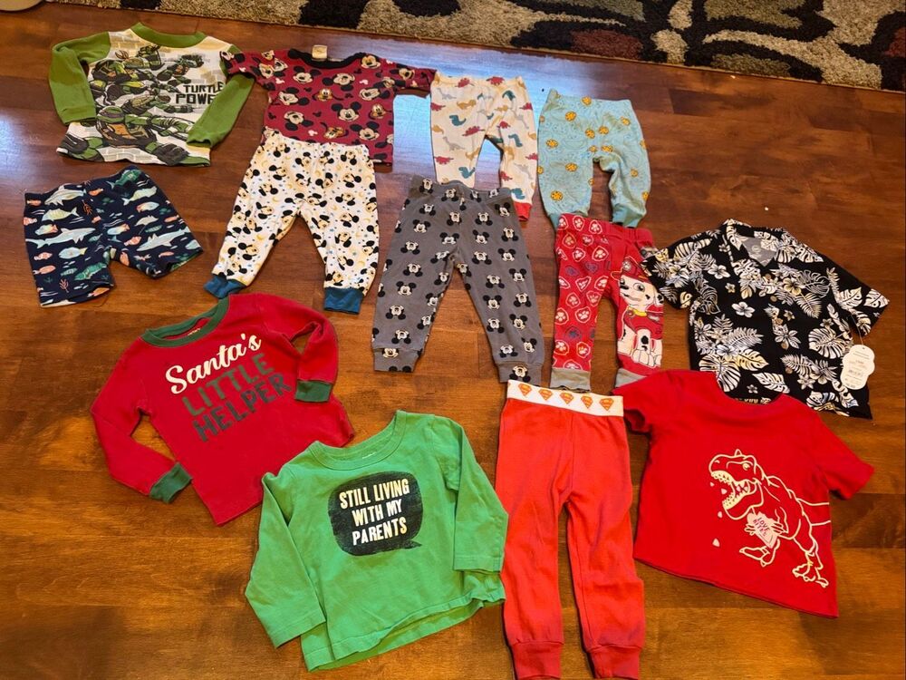 Boys 18M Clothing Pajama Lot Disney Mickey Paw Patrol Superman TMNT 13 Pc